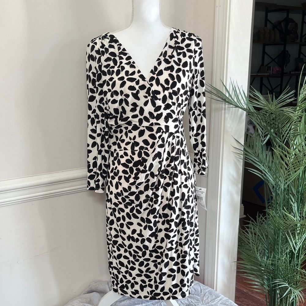 NWT American Living Black White Wrap Dress Size 12 L large